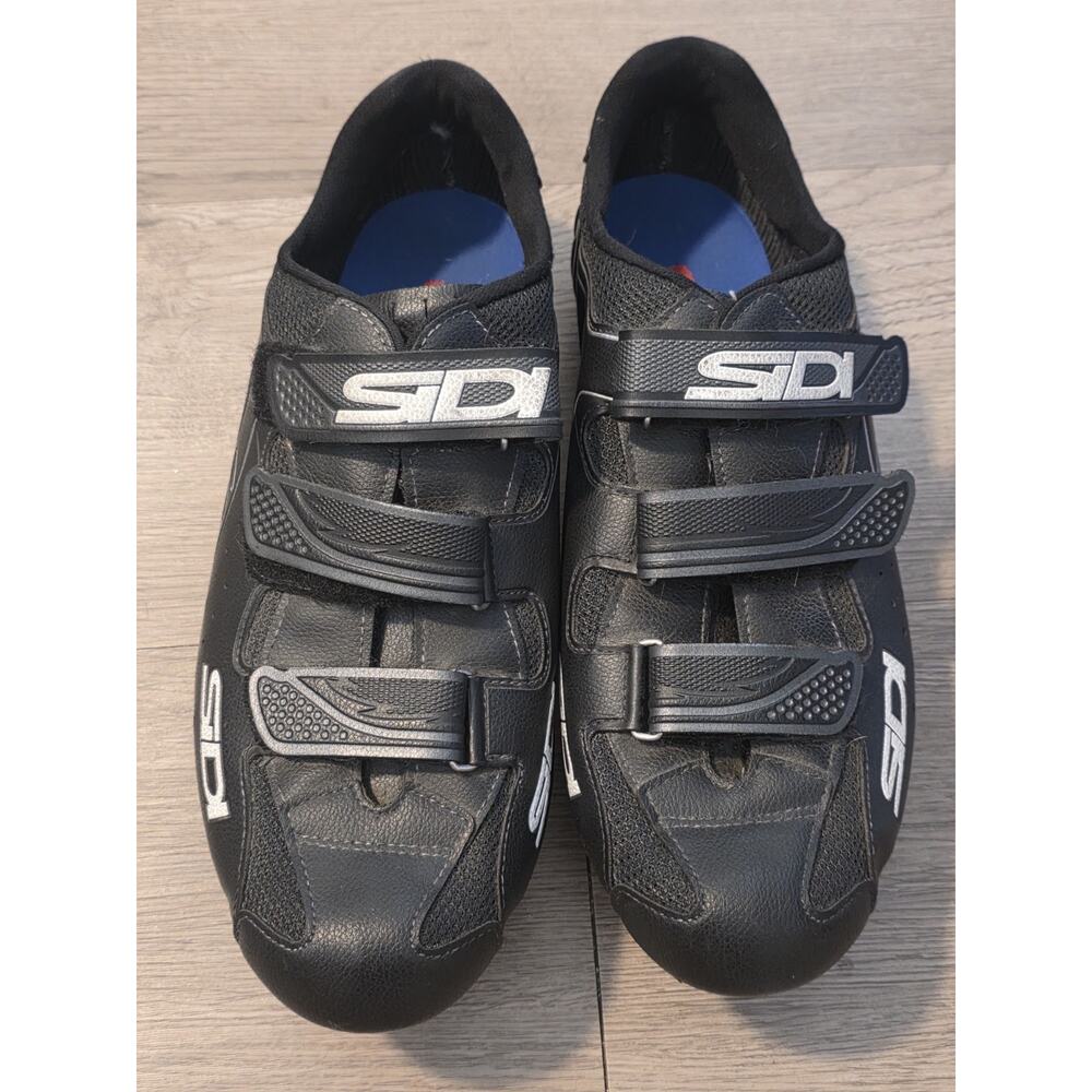 SIDI Cycling Shoes Mens 47 Black Road Bike Clipless 3 Bolt Hook & Loop